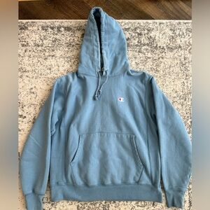 Champion light blue hooded sweatshirt